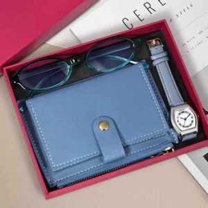 Lucky Fox Blue Watch Mini Wallet and Glasses Gift Package