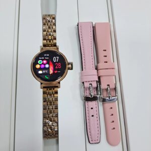 Rosegold AMOLED display Stainless Steel Smart with extra Pink Rubber Straps