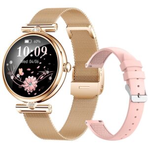 Elegant Rose Gold Pink Ladies Smart Watch with Health Monitoring