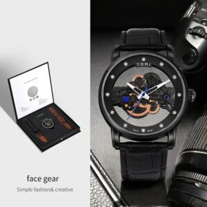 TOMI Face Gear Black Men Battery Operated Watch