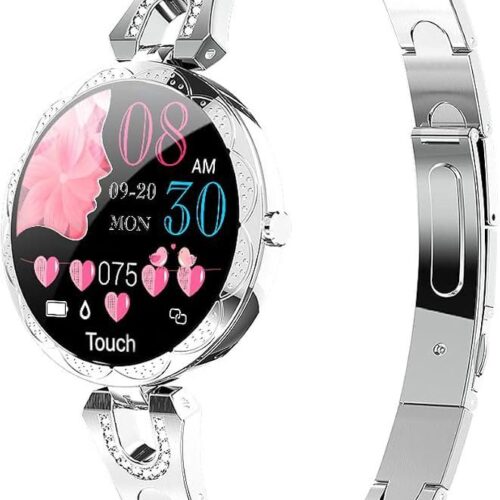 Sleek Silver Stainless Steel Ladies Elegant Smart Watch