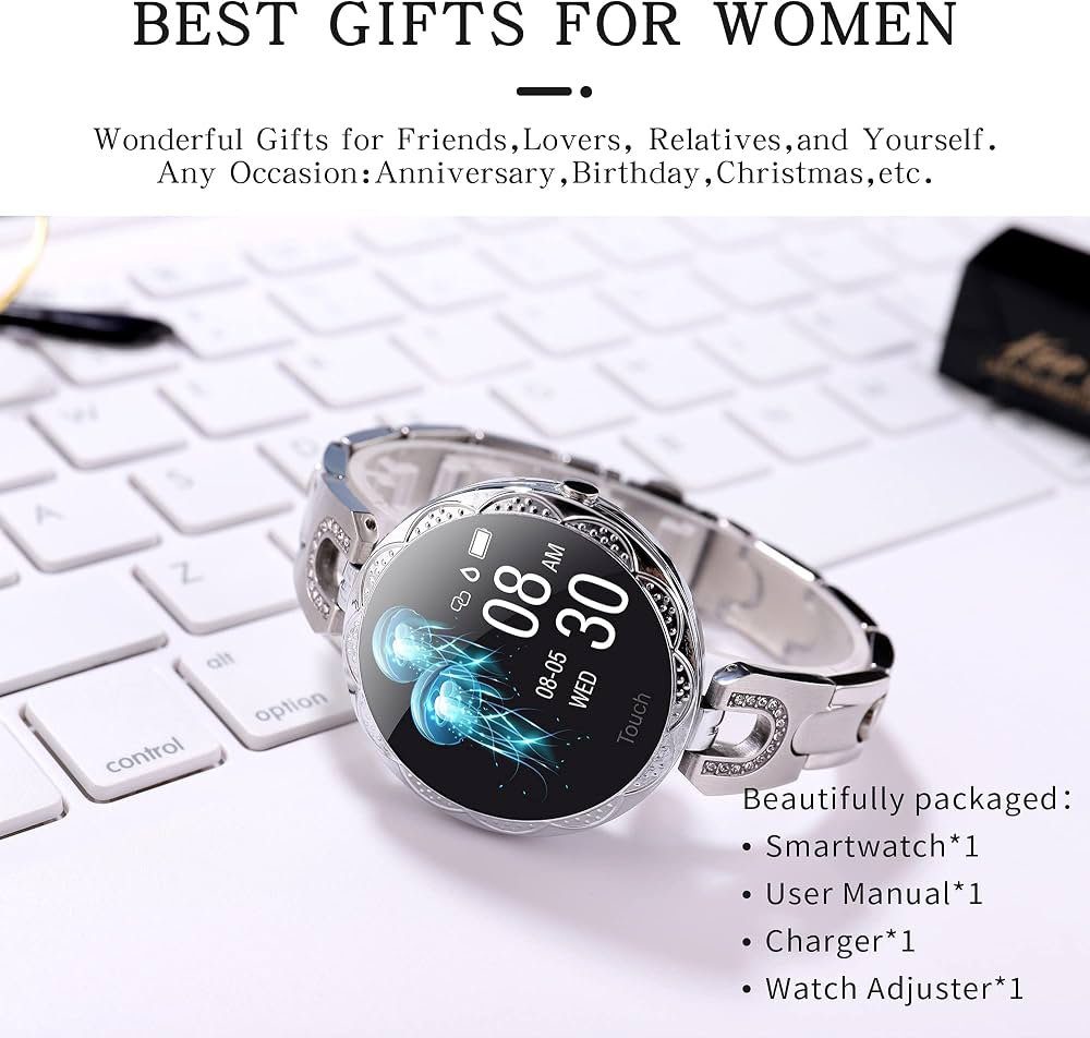 Sleek Silver Stainless Steel Ladies Elegant Smart Watch - Image 3