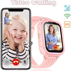D39 4G GPS Pink Smart Watch for Kids with large Screen Display