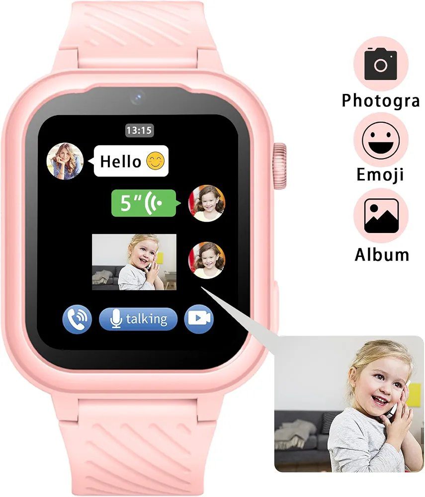 D39 4G GPS Pink Smart Watch for Kids with large Screen Display - Image 5