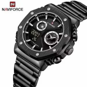 Naviforce Analog Digital Black Minimalist Watch