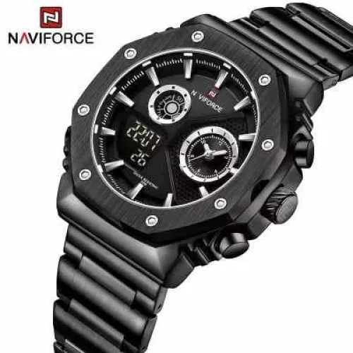 Naviforce Analog Digital Black Minimalist Watch