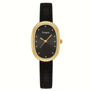 Timetti Ladies Black Leather Watch