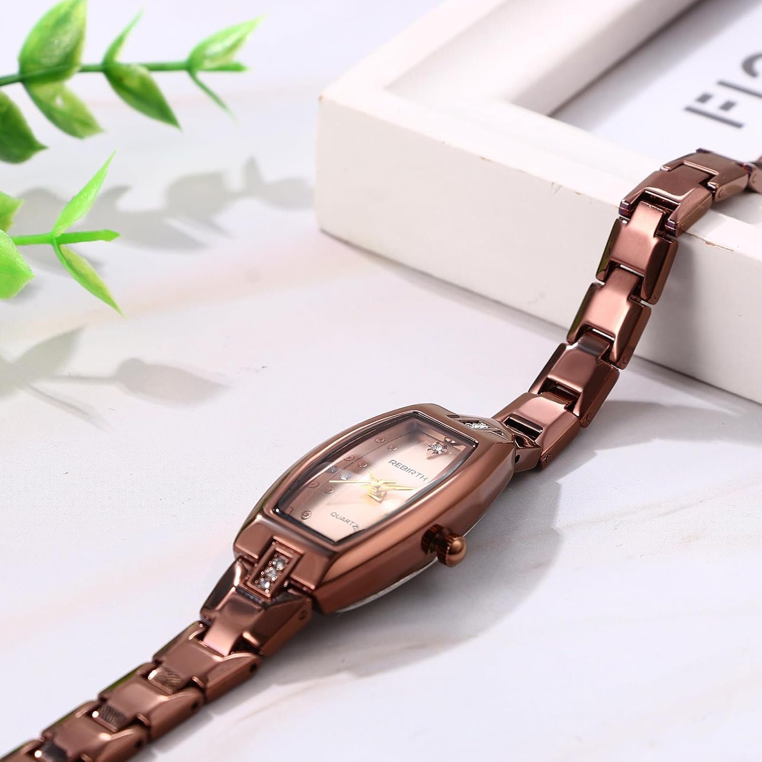 Rebirth Coffee Ladies Rectangular Slim Watch - Image 5