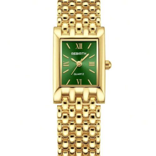 Rebirth Gold Simple Ladies Watch Green Face