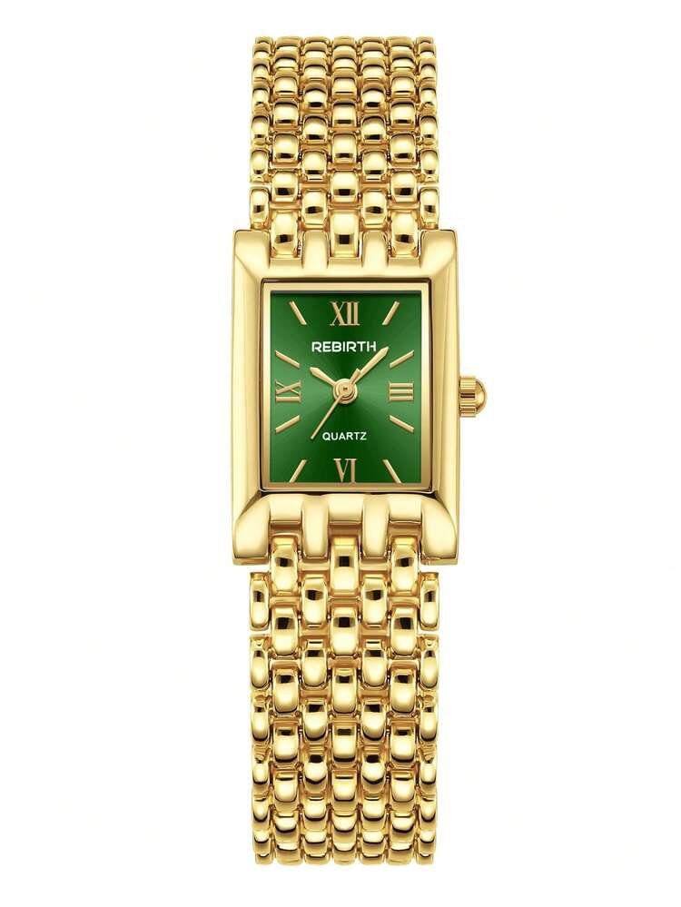 Rebirth Gold Simple Ladies Watch Green Face