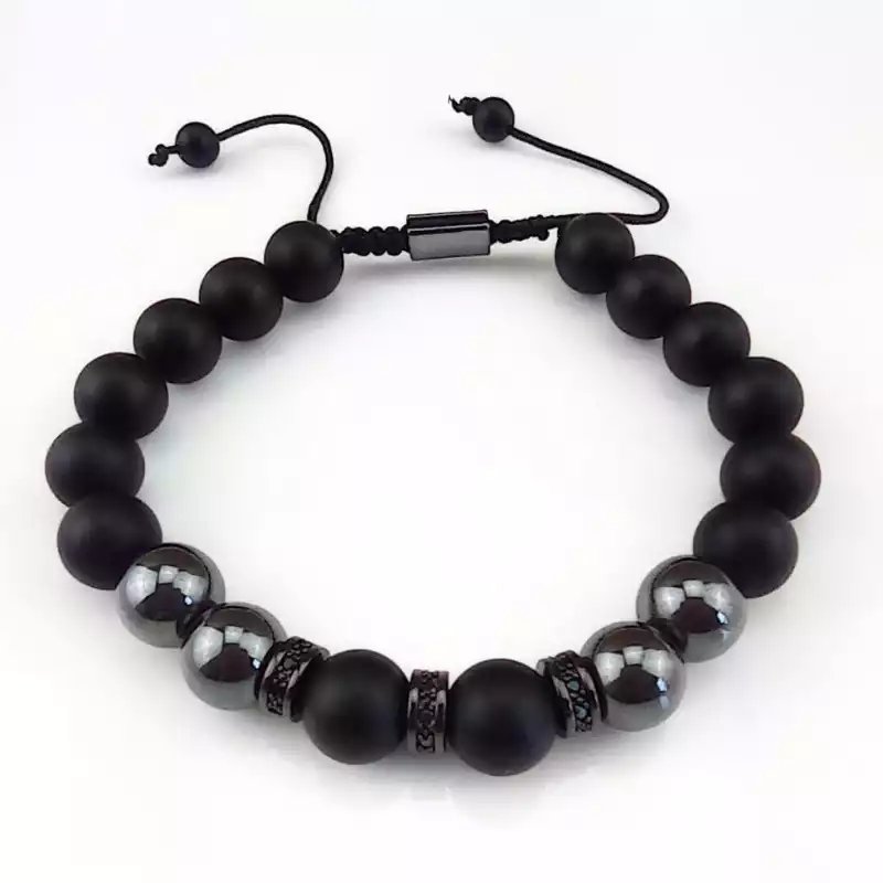 Men Black Beaded Bracelet