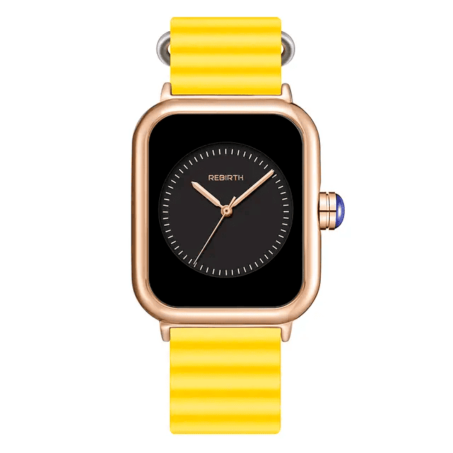 Rebirth Unisex Yellow Silicone Strap Watch