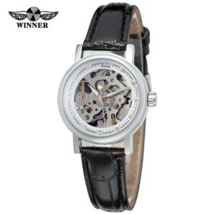 Winner Black Leather Self Winding Automatic Watch