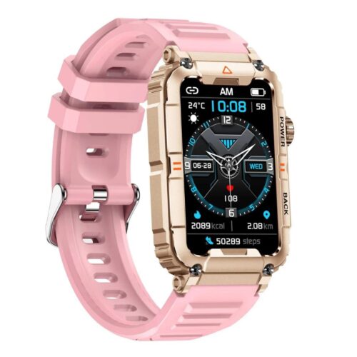 Kr88 Pink Rugged Rubber Strap Smart Watch