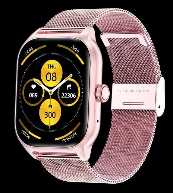 Rose Gold Mesh Bluetooth Call Mesh Pink Smart Watch