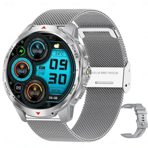 KT88 Silver Mesh Strap Extra Rubber Strap Smart Watch