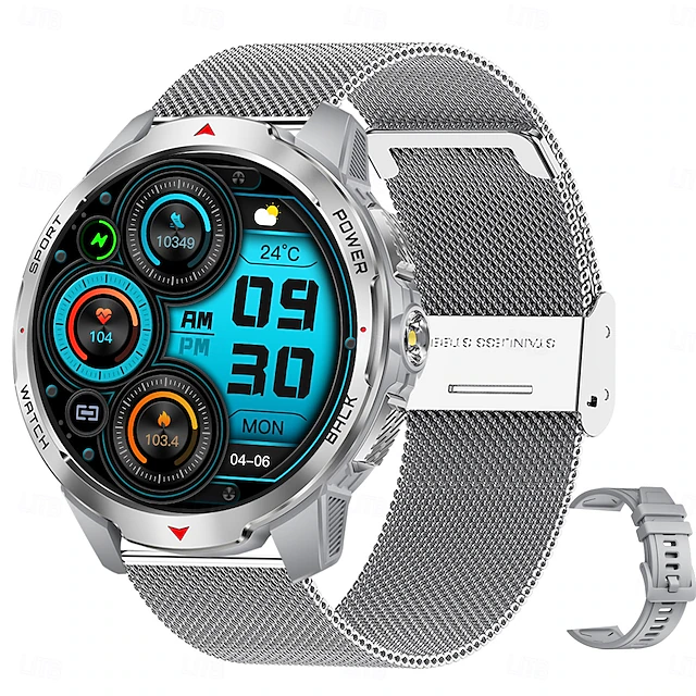 KT88 Silver Mesh Strap Extra Rubber Strap Smart Watch